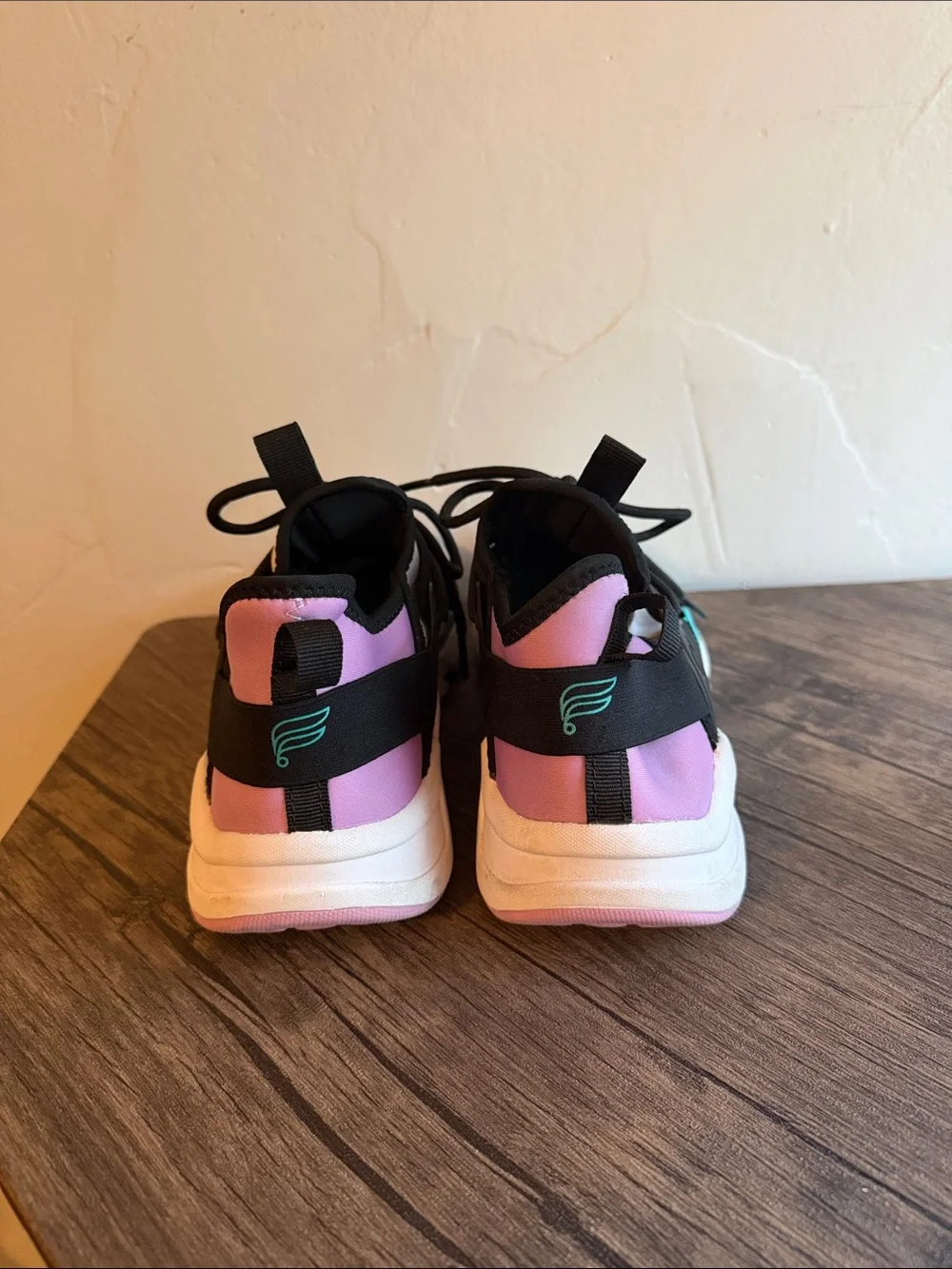 Fabletics Women's Athletic Sneakers in Beige, Black, Pink & Teal Accent